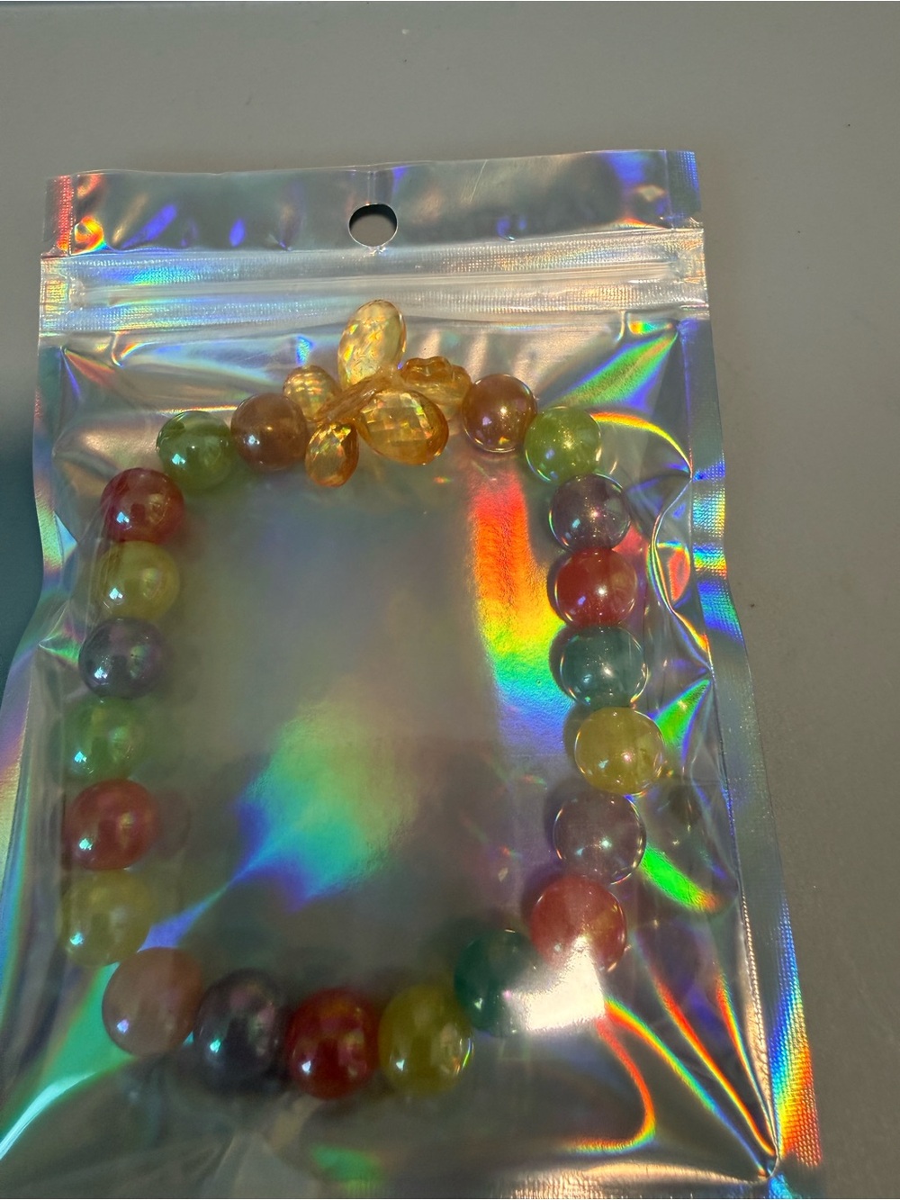 Colorful Multicolor Beaded Bracelet with Yellow Flower Accent